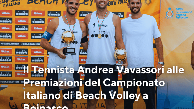 Il Tennista Andrea Vavassori alle Premiazioni del Campionato Italiano di Beach Volley a Beinasco