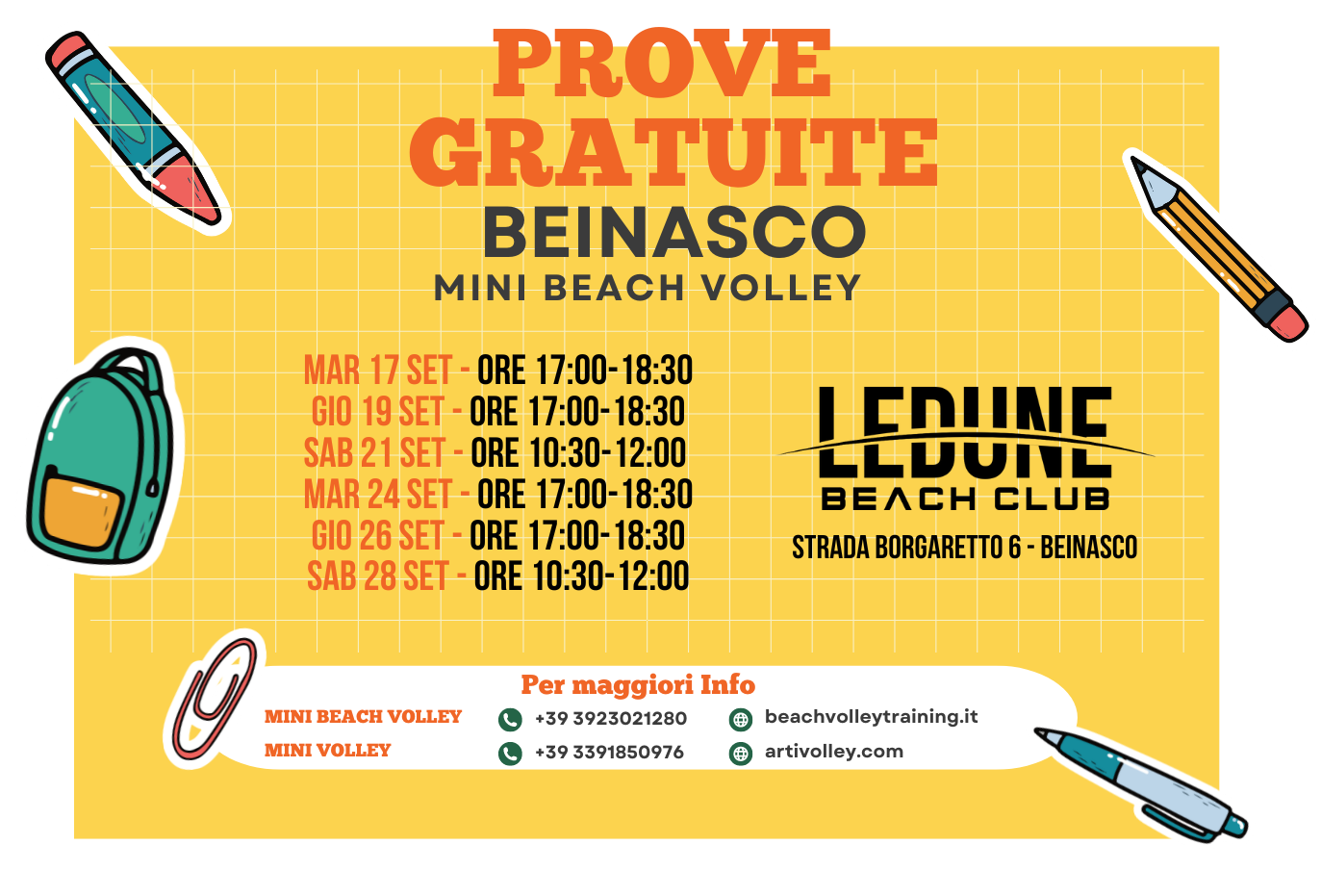 CORSI DI MINI BEACH VOLLEY A BEINASCO